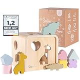Soliga | HERZSTÜCK Buchenholz Steckwürfel ab 1 Jahr - Steckspiel aus Holz...