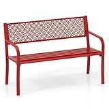 COSTWAY Gartenbank Metall, wetterfeste Sitzbank für 2 Personen, Balkonbank...