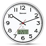 Geevon DCF Wanduhr ohne Tickgeräusche,12 Zoll Funkuhr mit...