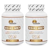 Sowelo - Natürliches Vitamin D3 I Tabletten 2000 IE + K2 MK7 100 mcg I...