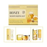 Honig Feuchtigkeitsset mit Tocopherole, Vitamin E - Goldene Handmaske(30...