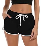 Rave on Friday Damen Badeshorts Kurze Badehose Sommer Elegant Schwarz...