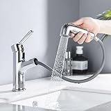 ONECE Waschtischarmatur ausziehbar mit Brause, Wasserhahn Bad Armatur mit 2...