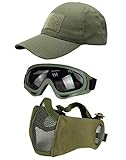 Hodeacc 3-teiliges taktisches Airsoft-Masken-Set, Baseballkappen-Set,...