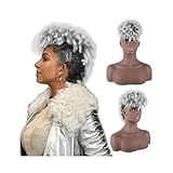 Haarteil Afro High Puff Bun Mohawk Pferdeschwanz mit Pony Kurze verworrene...