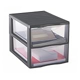 SUNDIS Orgamix, schubladenbox aus Kunststoff, 2 transparente Schubladen...