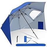 Herrselsam Sonnenschirm Strandmuschel | Robuster 2IN1 Schirm für Strand...