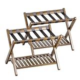 SMIBUY Gepäckablage, 2er-Set, faltbarer Kofferständer aus Bambus mit...