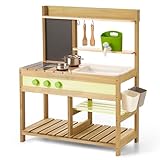 Gaint Bean Matschküche Kinder Outdoor, Holzspielzeug Spielküchenset für...