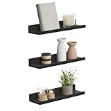 SONGMICS Wandregal, Schweberegal, 3er Set, 10 x 38 cm, Wandboard für...