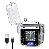 Elektrisches Sturmfeuerzeug Mit Uhr, LED Beleuchtung, IP56 Wasserschutz -...