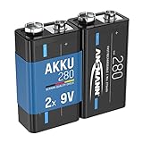 ANSMANN 9V Akku Typ 280mAh NiMH 1,2V - E-Block Batterien wiederaufladbar...