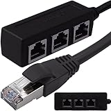 Retoo LAN Splitter 1 auf 3, RJ45 Ethernet,...