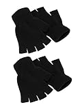 2 Paare Halbfinger Handschuhe Unisex Warme Winter Fingerlose Handschuhe...