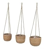 Seegras Blumenampel Natur 3er Set - 23, 20, 17 cm - Pflanztopf zum Hängen...
