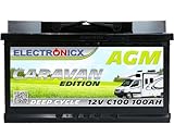 Electronicx Wohnwagen AGM Batterie 100Ah 12V - Mover Solarbatterie Camping...