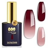 YTD Likomey UV Nagellack Farbwechsel Thermo Farbgel,15ml Nude Pink Weinrot...
