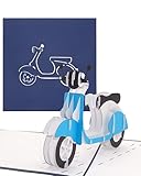 Grußkarte Motorroller - blau - 3D Pop Up Karte Motorroller,...