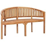 BaraSh Bananenbank 151 cm Massivholz Teak Sitzbank Holz Teck Gartenbank