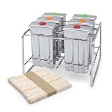 Eisformen aus Edelstahl wiederverwendbar inklusive 50 Holz Eisstiele - 6er...