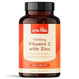 Vitamin C Hochdosiert 1000mg + Zink 15mg | 400 Tabletten für 1+ Jahr |...