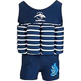 Konfidence Badeanzug mit Schwimmhilfe 4-5 Jahre Blau - Blue Breton Stripe