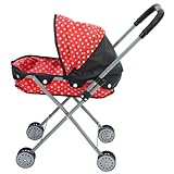 ZUNOXAZ Puppenwagen für Handgeführter Puppenbuggy mit Komfortablem Griff...