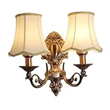 Europäische Wandleuchte mit Harz geschnitzt - eleganter Stoffschirm -...