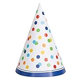 Partyhüte - Regenbogen-Punktmuster-Design - 8er-Pack