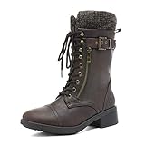 DREAM PAIRS Damenstiefel Schnürstiefel Silhouette Bequemer Reißverschluss...