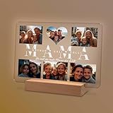 Yuweli® Fotobild Geschenke für Mama personalisierte Nachtlampe mit Foto...