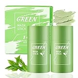 2 Stück Green Mask Stick - Green Tea Mask Stick - Deep Cleanse Clay Mask...