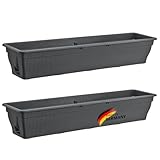 BURI 2X Blumenkasten 100cm Balkonkasten mit Wasserspeicher anthrazit, 25L -...