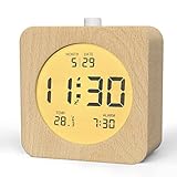 aboveClock Wecker Digital, Digitaler Wecker Holz mit Teperatur, Datum...