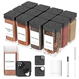 Homhut Gewürzgläser Eckig Set Mit Deckel [12x 120ml], Stabiler Plastik...