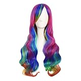 MapofBeauty 28 Zoll/70cm Damen Glatt Pony Mehrfarbig Cosplay Länge Locken...