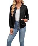 ECOWISH Damen Casual Jacke Blumenmuster Langarm Bomberjacke Reißverschluss...