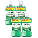 LISTERINE Fresh Mint (4 x 750 ml), antibakterielle Mundspülung mit...