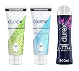 Durex Gleitgel Set – Perfect Glide Silikonbasiert 100 ml + Naturals Extra...