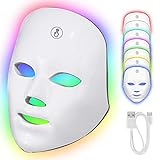 LED Gesichtsmaske mit Touch Button, 7 Farben LED Lichttherapie Maske für...