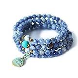 STYLE4-NATURE® | 108 Mala Yoga-Kette mit Lotus-Anhänger | Sodalith