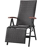MAMIZO Rattan-Klappstuhl, 7-Fach Verstellbarer Aluminium Liegestuhl,...