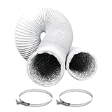 Anevios Abluftschlauch Ø100mm Länge 3m Weiß Flexibel PVC Alurohr...