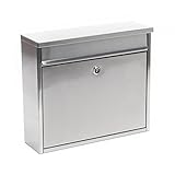 Wiltec Briefkasten V13 Edelstahl 360 x 115 x 320 mm, Wandbriefkasten mit...