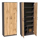 Mehrzweckschrank mit 8 Fächern Besenschrank Haushaltsschrank in mattem...