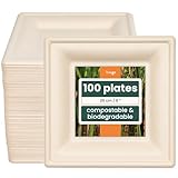 HAAGO 100 Umweltfreundliche Zuckerrohrteller Biologisch abbaubar & Heim...