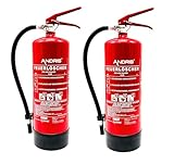 2X ANDRIS® Marken-Feuerlöscher 6kg ABC Pulverlöscher mit Manometer EN 3...