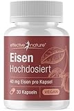 Eisen Kapseln hochdosiert mit Vitamin C - 40 mg Eisen und natürliches...