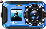 Digitalkamera, Yixinxin 4K 64MP 33FT UHD Unterwasserkamera zum Schnorcheln...