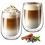 glastal 350ml Doppelwandige Latte Macchiato Gläser Set Borosilikatglas...